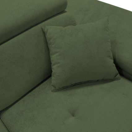 Razvlačna kutna garnitura CASTELO u obliku slova L, desna, zelena, s prostorom za pohranu