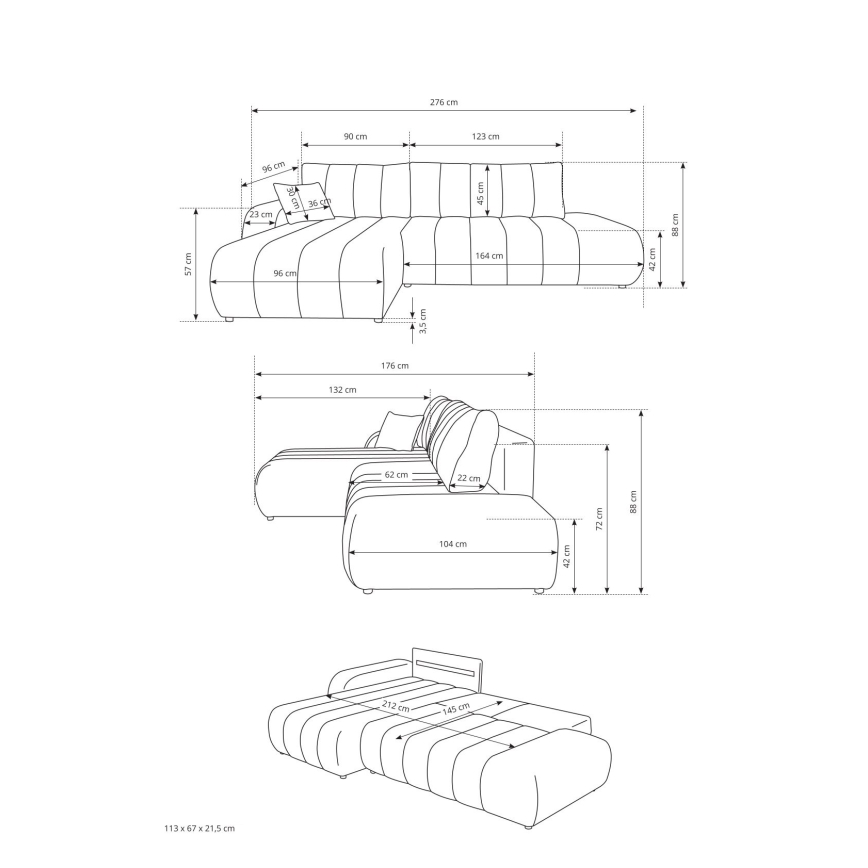 Razvlačna kutna garnitura DESIO u obliku slova L s prostorom za pohranu, desna, bež
