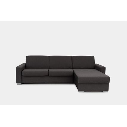 Razvlačna kutna garnitura za svakodnevno spavanje s prostorom za pohranu u obliku slova L LEKA desna smeđa