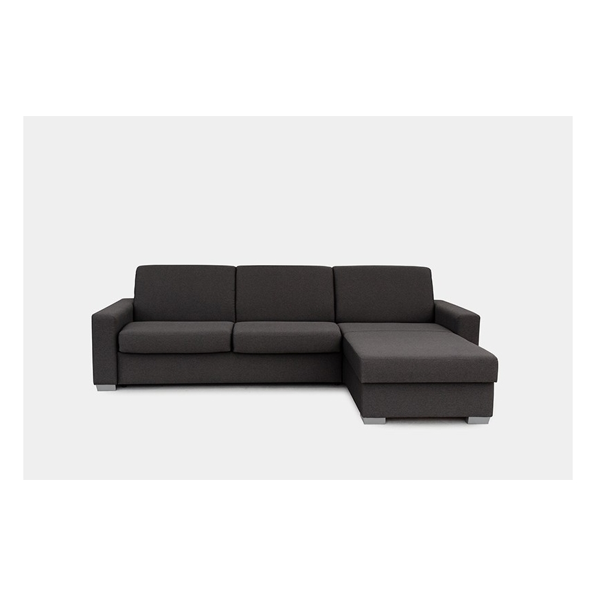 Razvlačna kutna garnitura za svakodnevno spavanje s prostorom za pohranu u obliku slova L LEKA desna smeđa