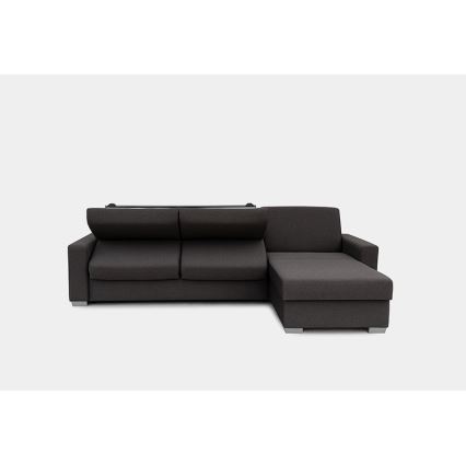 Razvlačna kutna garnitura za svakodnevno spavanje s prostorom za pohranu u obliku slova L LEKA desna smeđa