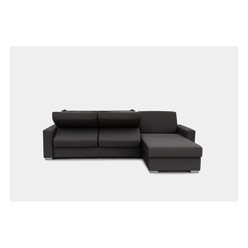 Razvlačna kutna garnitura za svakodnevno spavanje s prostorom za pohranu u obliku slova L LEKA desna smeđa