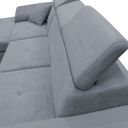 Rasklopiva kutna sjedeća garnitura s prostorom za pohranu u L-obliku CASTELO, lijeva, tamnosiva