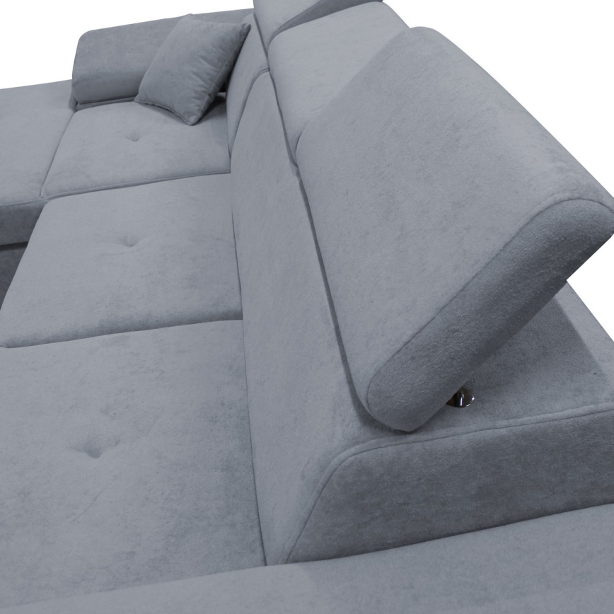 Rasklopiva kutna sjedeća garnitura s prostorom za pohranu u L-obliku CASTELO, lijeva, tamnosiva