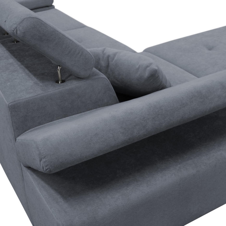 Rasklopiva kutna sjedeća garnitura s prostorom za pohranu u L-obliku CASTELO, lijeva, tamnosiva