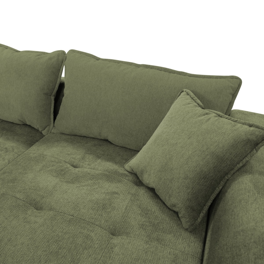 Razvlačna kutna garnitura s spremištem u L-obliku LAGOA, desna, zelena