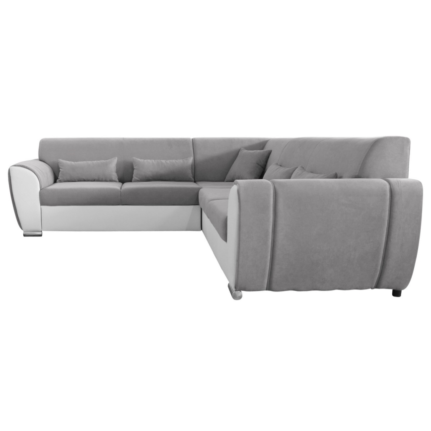 Razvlačna kutna garnitura s spremištem u obliku slova L VISEU, desna, siva/bijela