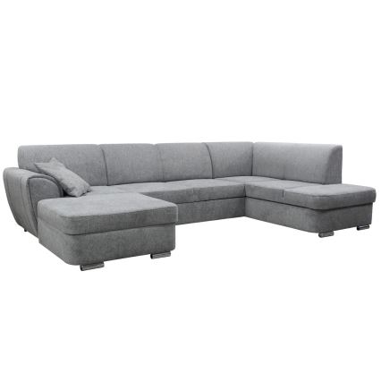 Razvlačna kutna garnitura u obliku U SERPA, desna, siva, s prostorom za pohranu