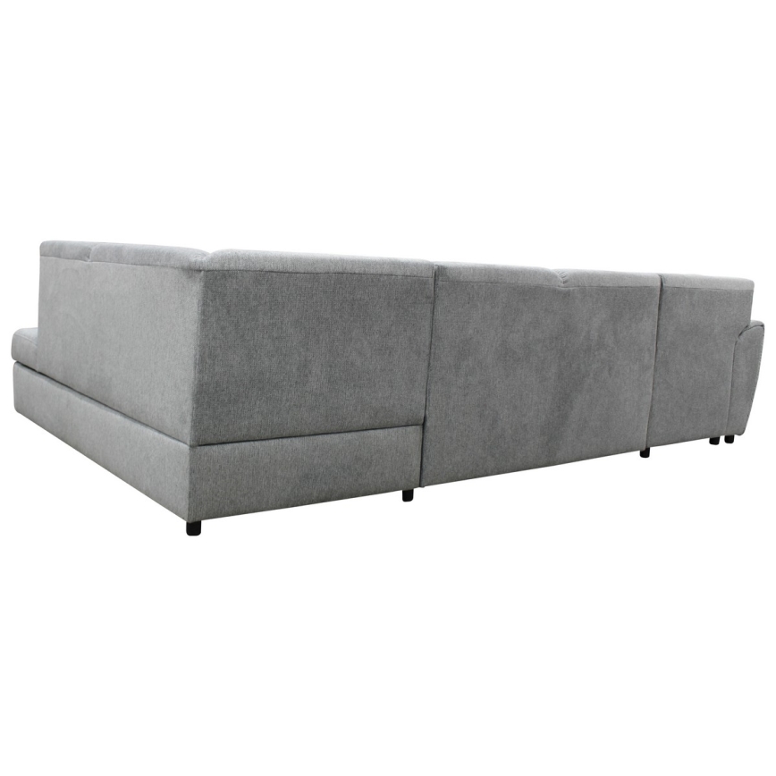 Razvlačna kutna garnitura u obliku U SERPA, desna, siva, s prostorom za pohranu