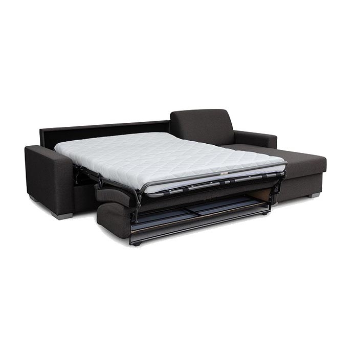 Razvlačna kutna garnitura za svakodnevno spavanje s prostorom za pohranu u obliku slova L LEKA desna smeđa