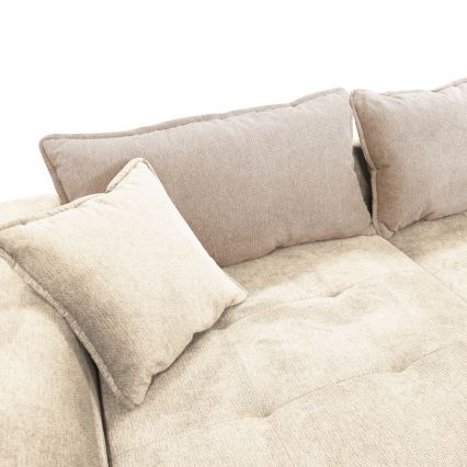 Razvlačna kutna sjedeća garnitura s spremištem u L-obliku LAGOA, lijeva, bež/smeđa