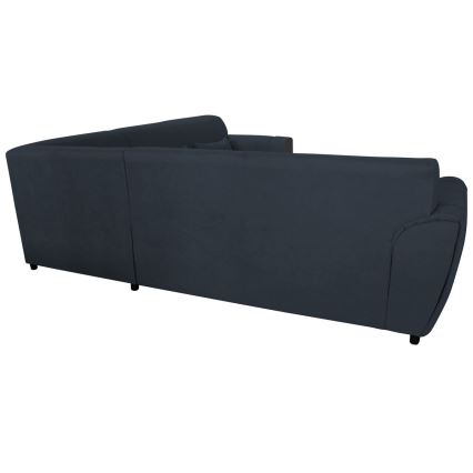 Kutna garnitura na razvlačenje u obliku slova L VISEU, lijeva, s prostorom za pohranu, antracit/crna