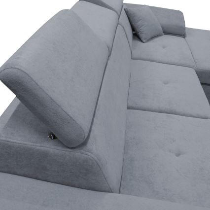 Razvlačna kutna sjedeća garnitura s spremnikom u L-obliku CASTELO, desna, tamno siva