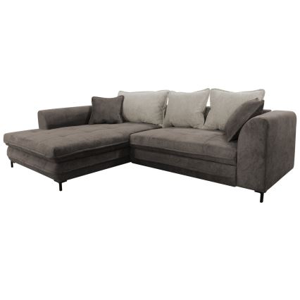 Razvlačna kutna sjedeća garnitura s spremištem u obliku slova L LAGOA lijeva taupe/siva