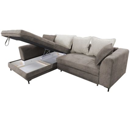 Razvlačna kutna sjedeća garnitura s spremištem u obliku slova L LAGOA lijeva taupe/siva