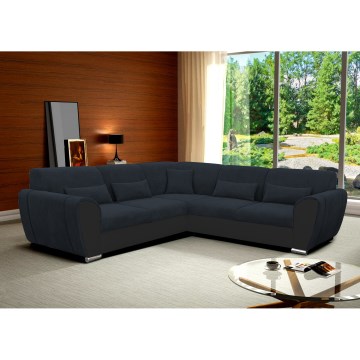 Razvlačna kutna sjedeća garnitura VISEU u L-obliku s prostorom za pohranu, desna, antracit/crna