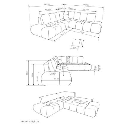 Razvlačna tapecirana kutna garnitura u obliku slova L s spremištem ALMADA, desna, bež