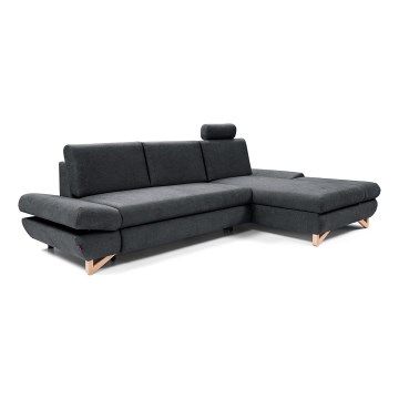 Razvlačna kutna tapecirana garnitura AVESTA, desna, L-oblik, antracit, s ugrađenim spremištem