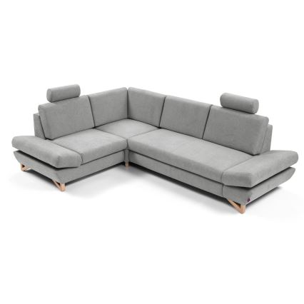 Razvlačna kutna tapecirana sjedeća garnitura s prostorom za pohranu u obliku slova L AVESTA, lijeva, siva