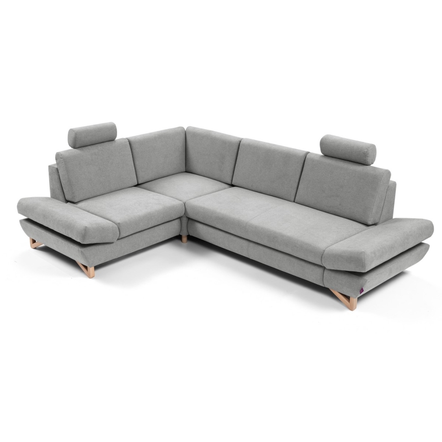 Razvlačna kutna tapecirana sjedeća garnitura s prostorom za pohranu u obliku slova L AVESTA, lijeva, siva