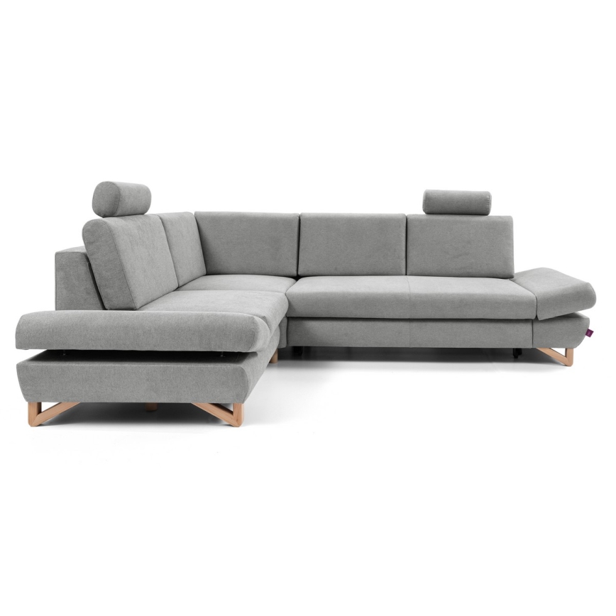 Razvlačna kutna tapecirana sjedeća garnitura s prostorom za pohranu u obliku slova L AVESTA, lijeva, siva