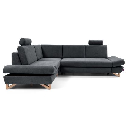 Razvlačna tapecirana kutna sjedeća garnitura s prostorom za pohranu u obliku slova L AVESTA lijeva antracit