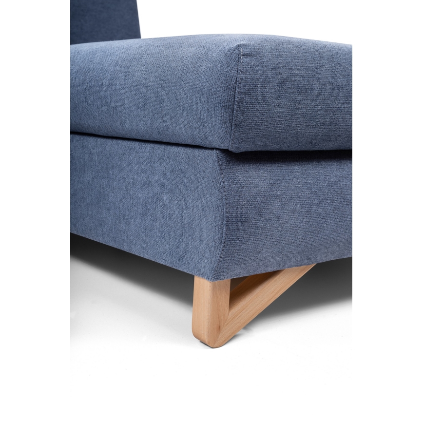 Razvlačna kutna tapecirana garnitura u L-obliku AVESTA, desna, plava, s prostorom za pohranu