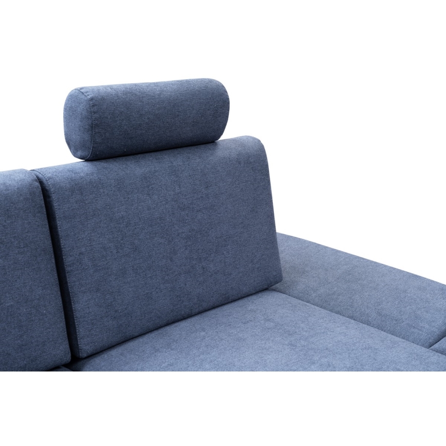 Razvlačna kutna tapecirana garnitura u L-obliku AVESTA, desna, plava, s prostorom za pohranu