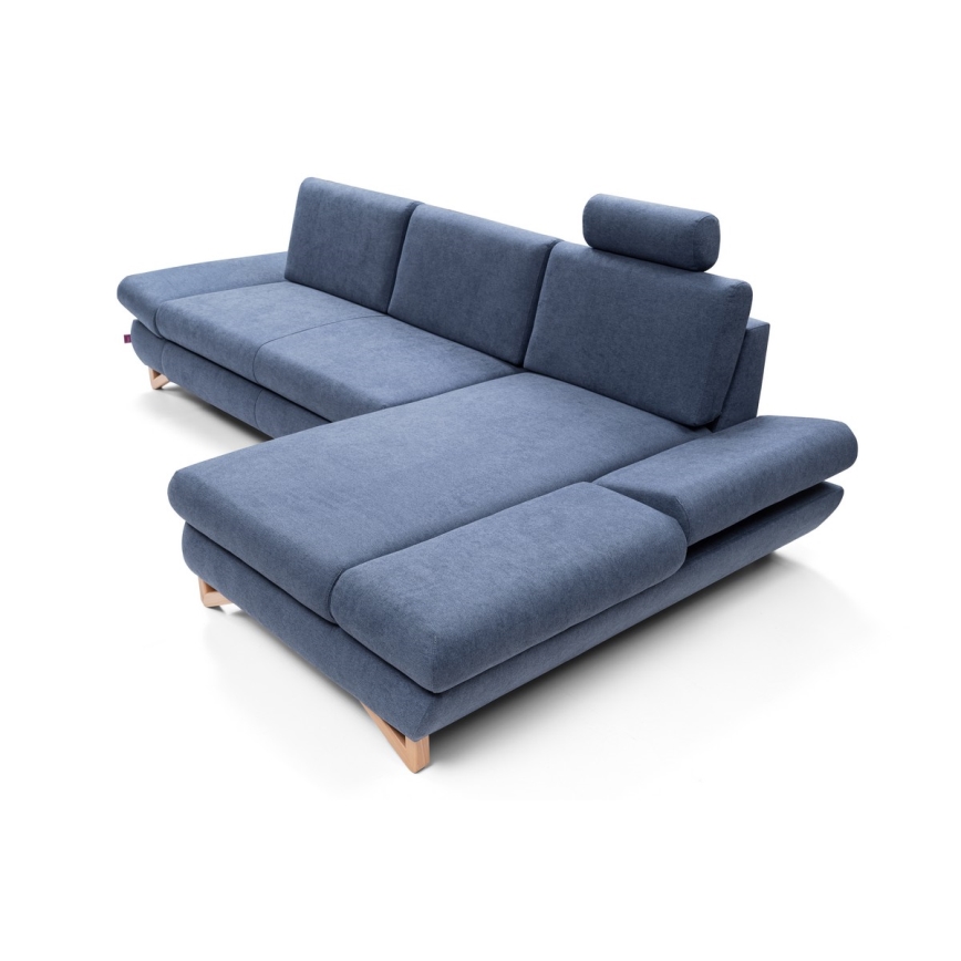 Razvlačna kutna tapecirana garnitura u obliku slova L s spremištem AVESTA, desna, plava