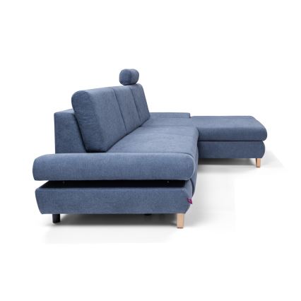 Razvlačna kutna tapecirana garnitura u obliku slova L s spremištem AVESTA, desna, plava