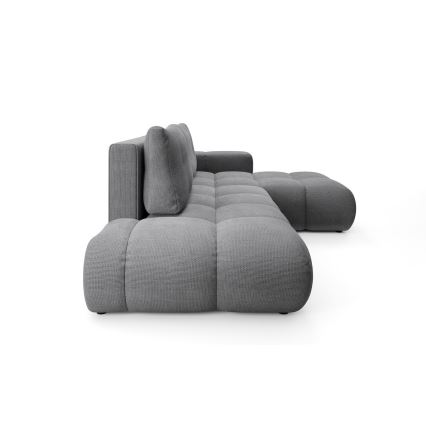 Razvlačna kutna tapecirana garnitura s spremištem u L-obliku ALMADA desna siva