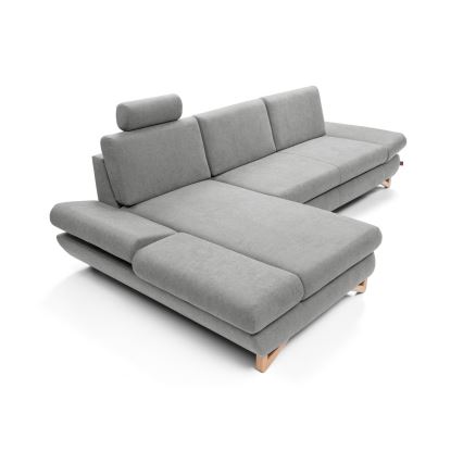 Razvlačna tapecirana kutna garnitura AVESTA, u obliku slova L, lijeva, s prostorom za pohranu, siva