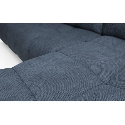 Razvlačna kutna tapecirana garnitura ALMADA u obliku slova L, desna, plava, s prostorom za pohranu