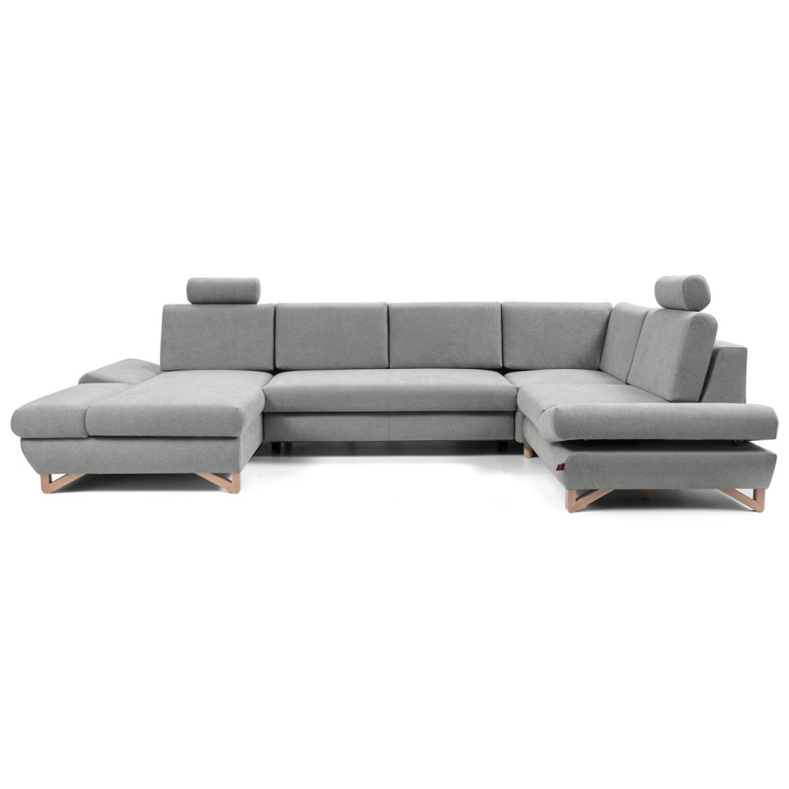 Razvlačna kutna tapecirana garnitura u obliku slova U AVESTA s prostorom za pohranu, siva