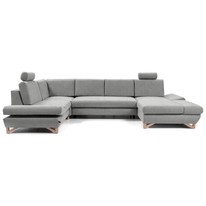 Razvlačna kutna tapecirana garnitura u obliku slova U AVESTA sa spremištem, siva