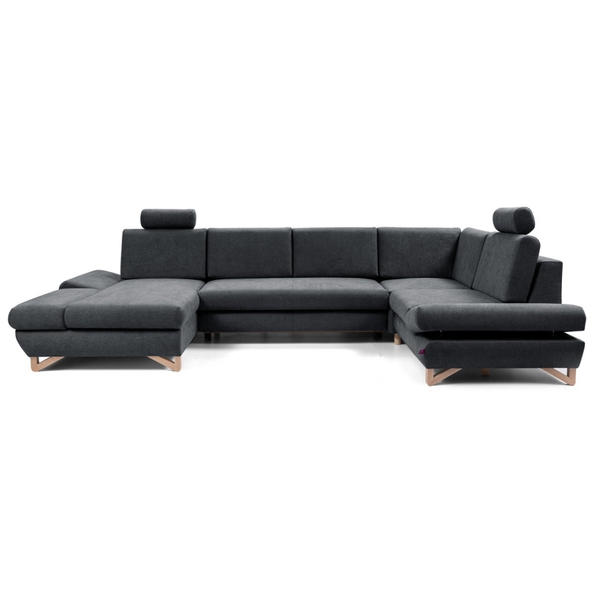 Razvlačna kutna tapecirana garnitura s spremištem u obliku slova U AVESTA, antracit