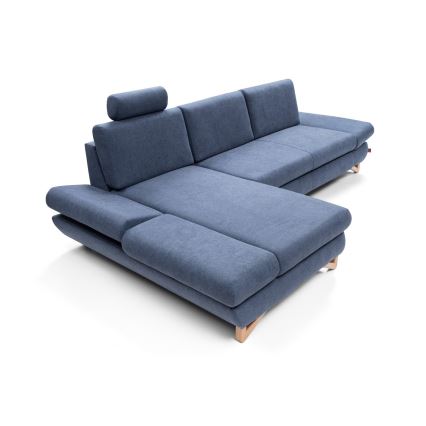 Izvlačna kutna tapecirana garnitura s prostorom za pohranu u obliku slova L AVESTA lijeva plava