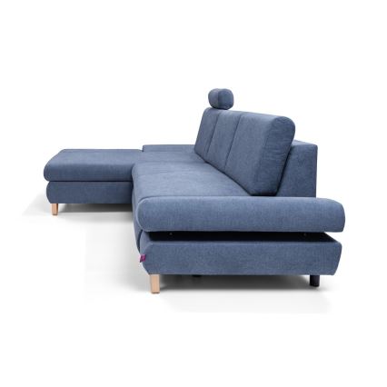 Izvlačna kutna tapecirana garnitura s prostorom za pohranu u obliku slova L AVESTA lijeva plava