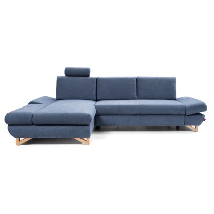 Izvlačna kutna tapecirana garnitura s prostorom za pohranu u obliku slova L AVESTA lijeva plava