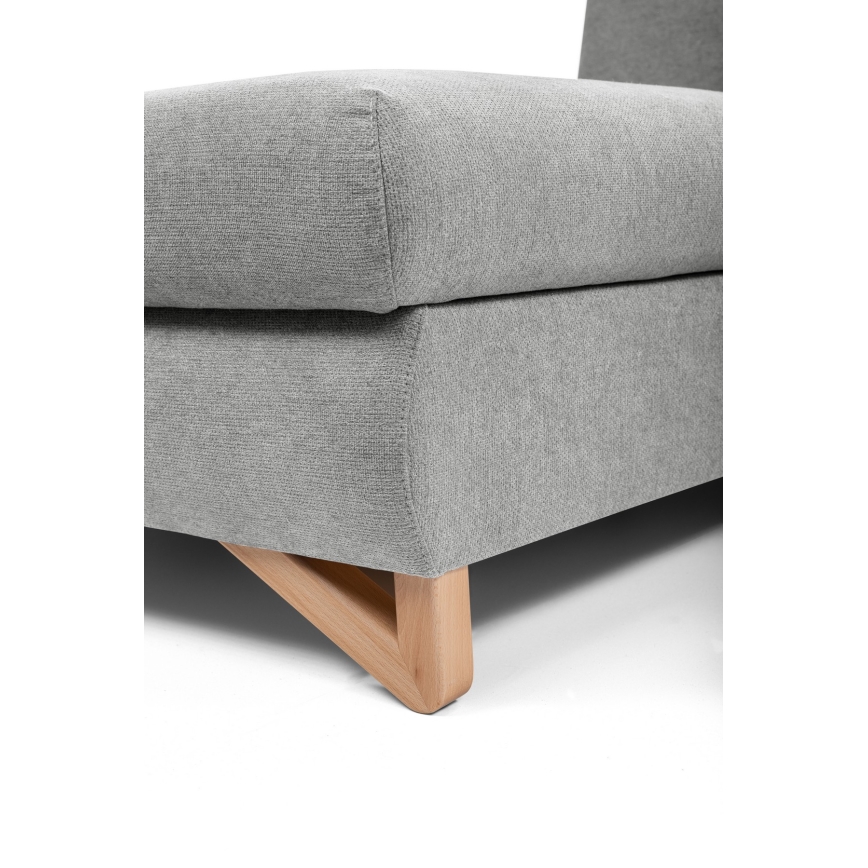 Razvlačna lijeva kutna tapecirana sjedeća garnitura AVESTA s prostorom za pohranu u obliku slova L, siva