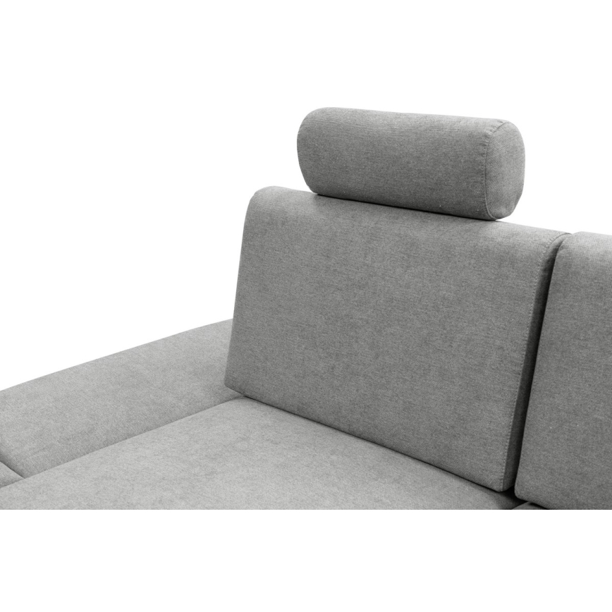 Razvlačna lijeva kutna tapecirana sjedeća garnitura AVESTA s prostorom za pohranu u obliku slova L, siva