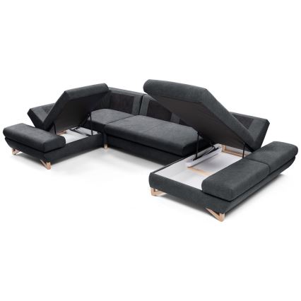 Razvlačiva kutna tapecirana sjedeća garnitura u obliku slova U AVESTA, antracit