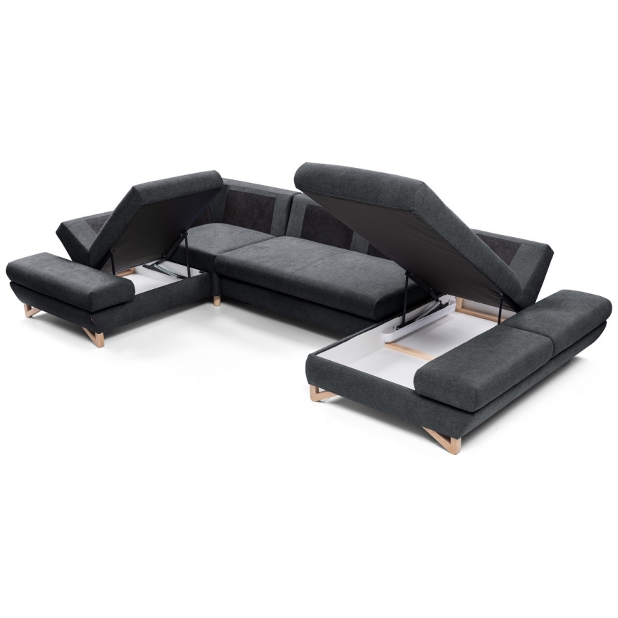 Razvlačiva kutna tapecirana sjedeća garnitura u obliku slova U AVESTA, antracit