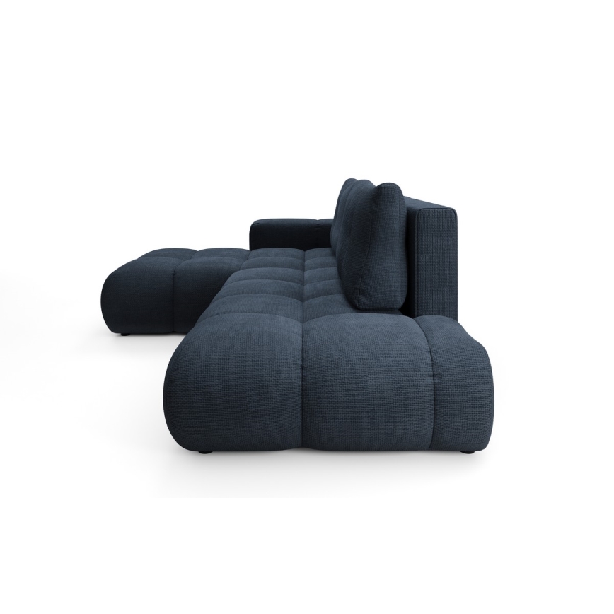 Razvlačna kutna tapecirana garnitura u obliku slova L ALMADA, lijeva, plava