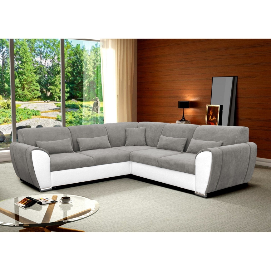 Razvlačna lijeva kutna sjedeća garnitura s spremištem u obliku L VISEU siva/bijela
