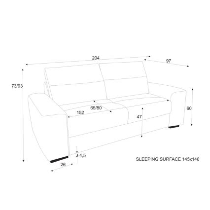 Razvlačna sofa COMO, svijetlosiva