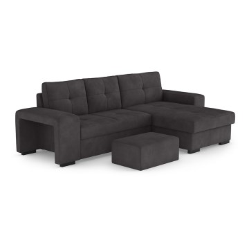 Razvlačna sofa s prostorom za pohranu i tabureom PALERMO crna desna