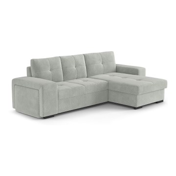 Razvlačna sofa s prostorom za pohranu i tabureom PALERMO svijetlo siva desna