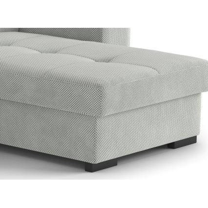 Razvlačna sofa s prostorom za pohranu i tabureom PALERMO svijetlo siva desna