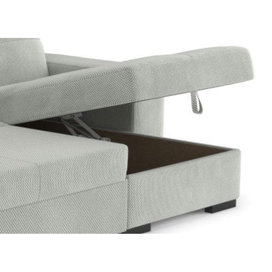 Razvlačna sofa s prostorom za pohranu i tabureom PALERMO svijetlo siva desna